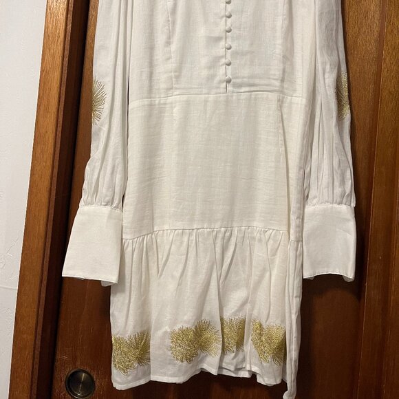 Kahulaleʻa White embroidery with gold lehuaʻs short dress - Picture 3 of 3